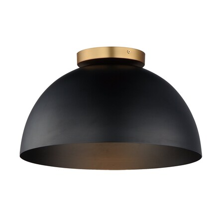 Maxim Lighting Thelonious 16'' Flush Mount, Black/Natural Aged Brass 10029BKNAB